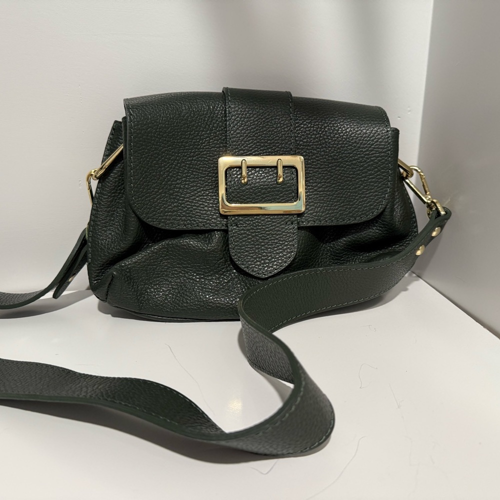 Elegant dark green Leather Shoulder Bag
